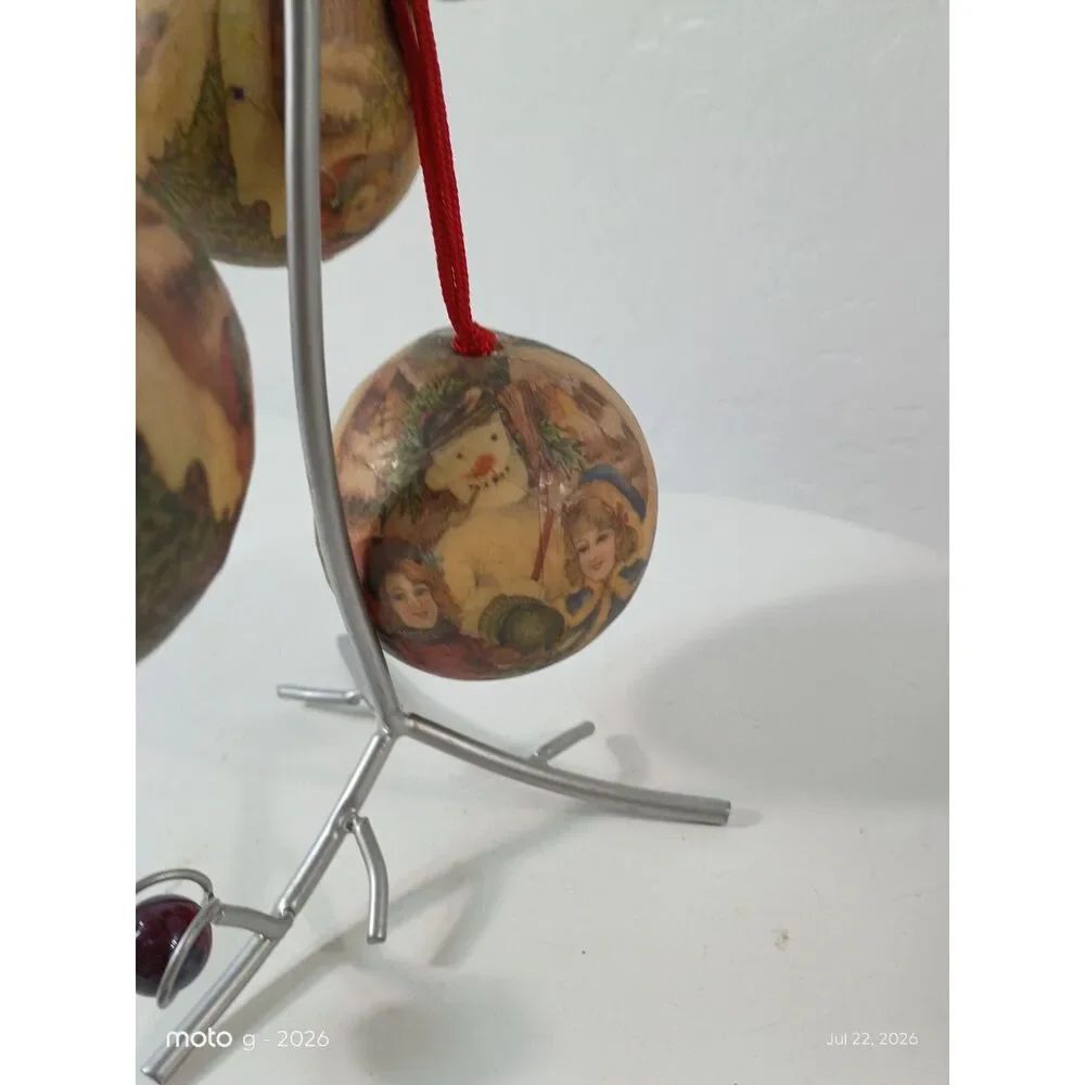 Vintage World Map Globe Christmas Ornaments Decoupage Set